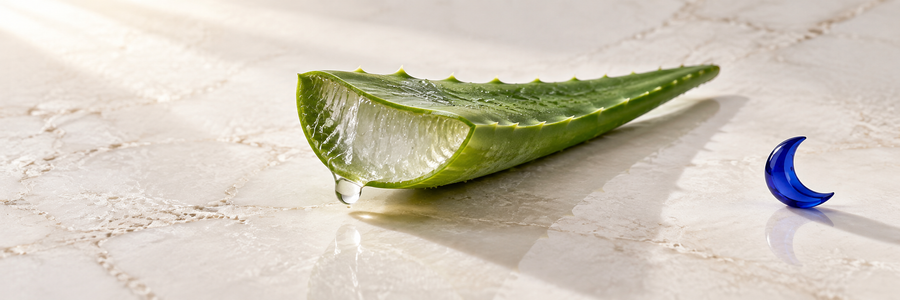 Illustration : feuille d’aloe vera coupée.